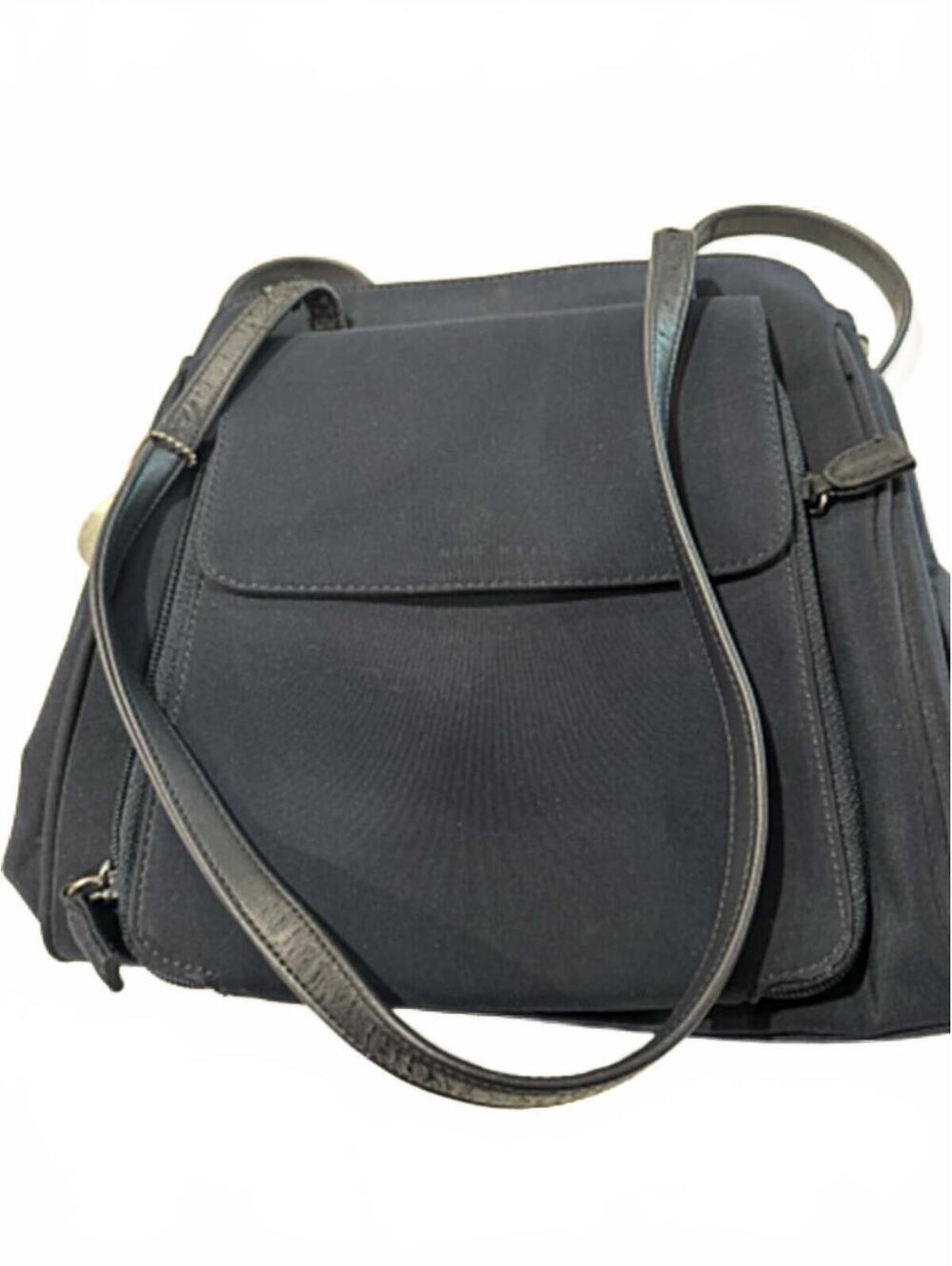 Nine West Navy Blue Canvas and Leather Crossbody Bag